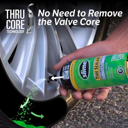 Slime 50107 Flat Tire Puncture Repair, Smart Spair, Emergency Kit For Car Tires, Includes Sealant And Tire Inflator Pump, Suitable For Cars And Other Highway Vehicles, 15 Min Fix