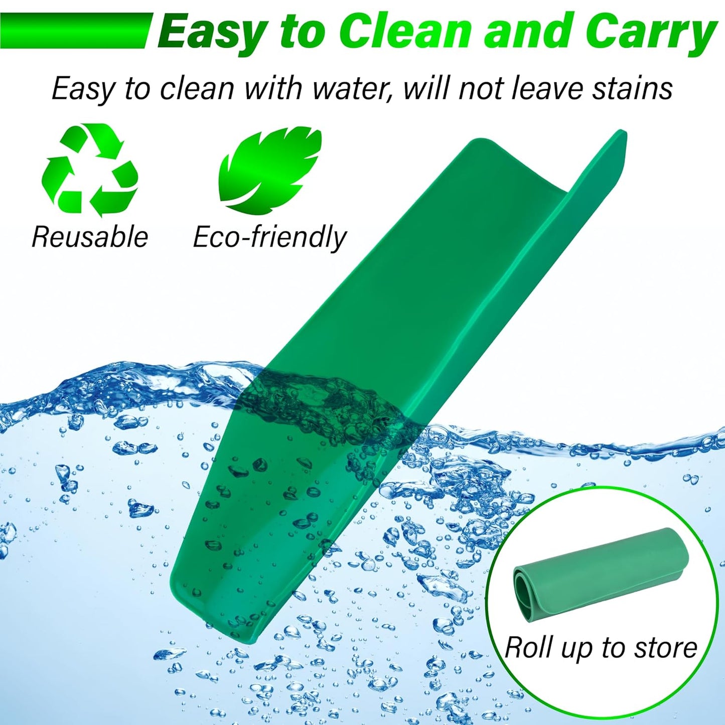 Flexible Oil Funnel, Reusable Flex Funnels for Automotive Use, 14.7 x 6.7 Inch Spill-Free Oil Change Tools for Most Cars, Trucks, Motorcycles (Green)