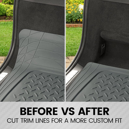 Heavy Duty Cargo Liner Floor Mat-All Weather Trunk Protection, Trimmable to Fit & Durable HD Rubber Protection for Car SUV Sedan Auto
