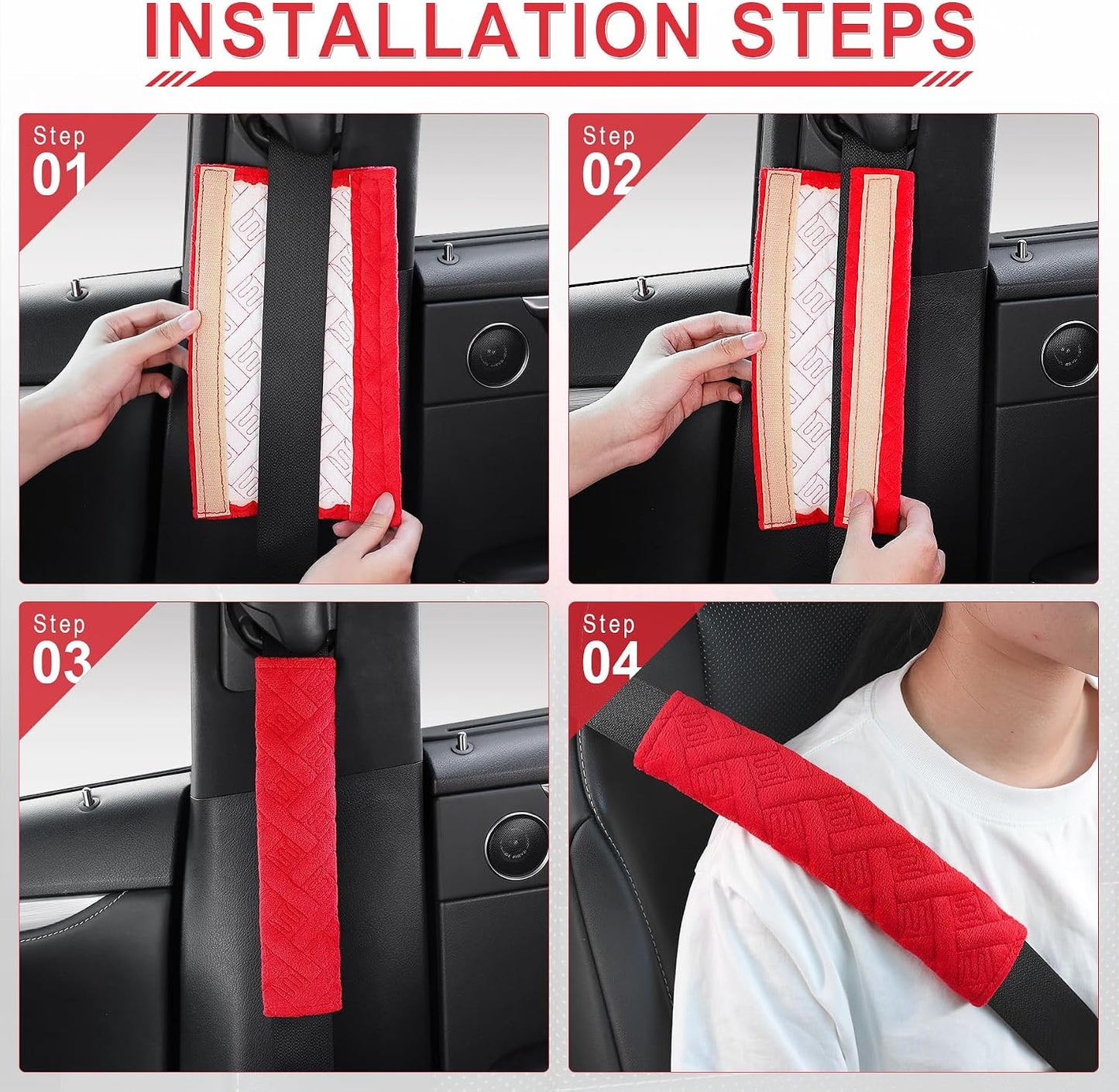 JUSTTOP 2-Pack Universal Car Seat Belt Pads Cover for A More Comfortable Driving, Seat Belt Shoulder Strap Covers Harness Pad for Car Interior Accessories(Black)