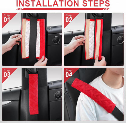 JUSTTOP 2-Pack Universal Car Seat Belt Pads Cover for A More Comfortable Driving, Seat Belt Shoulder Strap Covers Harness Pad for Car Interior Accessories(Black)