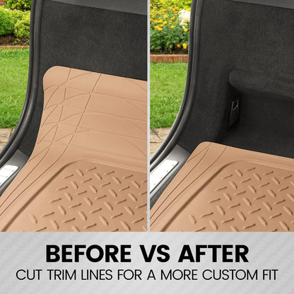Heavy Duty Cargo Liner Floor Mat-All Weather Trunk Protection, Trimmable to Fit & Durable HD Rubber Protection for Car SUV Sedan Auto
