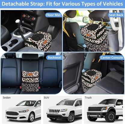 ELONGRIVER Car Trash Can Bin for Back Seat Leak Proof, Cute Car Trash Bag Hanging, Vehicle Trash Can for SUV Truck Van, Automotive Garbage Cans Front Seat Black