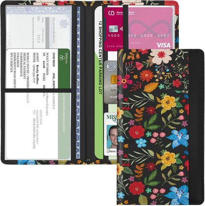 Car Registration and Insurance Holder, Auto Truck Document Holder with Magnetic Shut, Vehicle Glove Box Car Organizer, Interior Car Accessories for Women Men (Bow)
