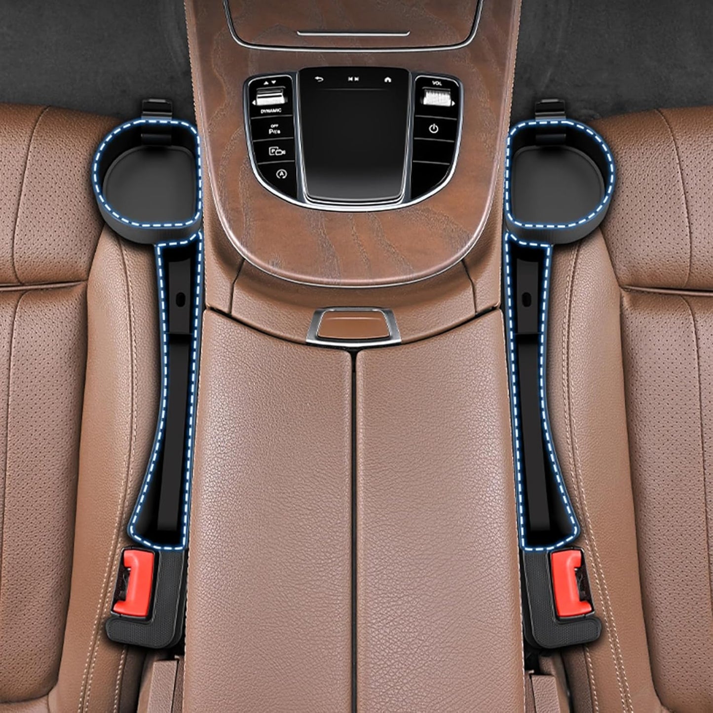 2026 Upgraded Car Seat Gap Filler with Holder and Hook, Car Seat Accessories Interior, Car Seat Gap Plug with Storage Slot, Car Organizer Fit Sedan SUV Truck, 2 Pack Black