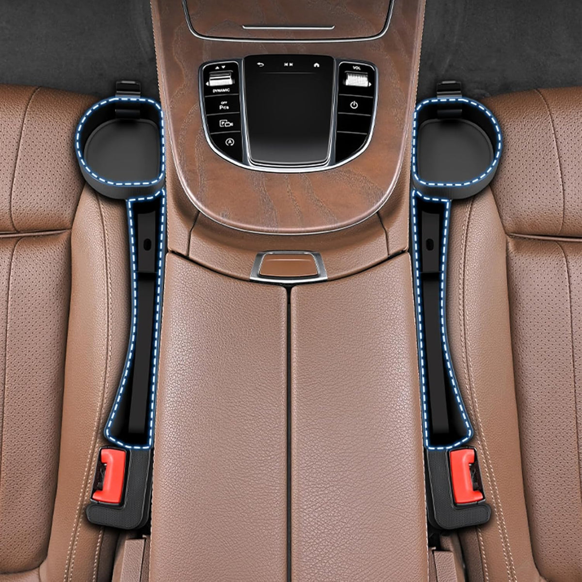 Car Seat Gap Filler, Seat Gap Organizer with Phone Holder, Car Seat Accessories, Car Organizer Fit Car SUV Truck-2PCS Black