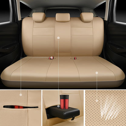 CAR PASS Leather Seat Covers Full Set Universal Water Resistant 3D Foam Back Support, Luxury Comfort Automotive 5 Seat Covers All Season Fit for SUV,Sedan,Van, Airbag Compatible Elegance(Pure Black)