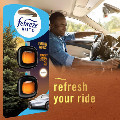 Febreze AUTO Air Freshener, Odor-Fighting Automotive Vent Clip, Midnight Storm Scent, 8 Count