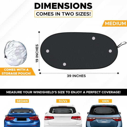 EcoNour Miniature Static Cling Window Shade for Car Sun Visor (2 Pack) | Windshield Sun Shade Static Cling for Driving Glare Shield | Cling Car Shade for Windshield | Sun Glare Protection Accessories