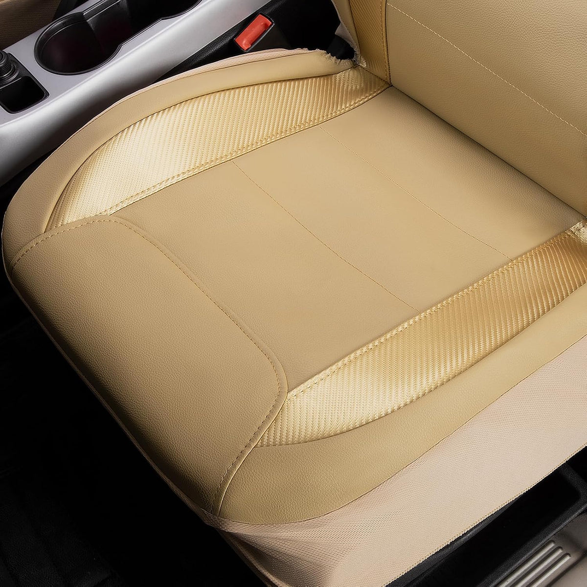 Flying Banner Carbon Fiber Leather Vehicle Seat Covers, Leopard Gray Black, Universal Fit - 8PCS