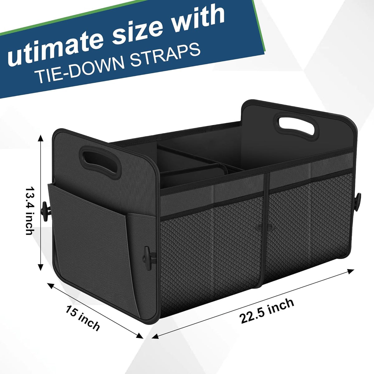 Femuar Car Trunk Organizer with Large Capacity Waterproof Car Accessories for Women & Men, Collapsible Trunk Organizer for Suv/Jeep/Sedan,Tools (Black, Standard)