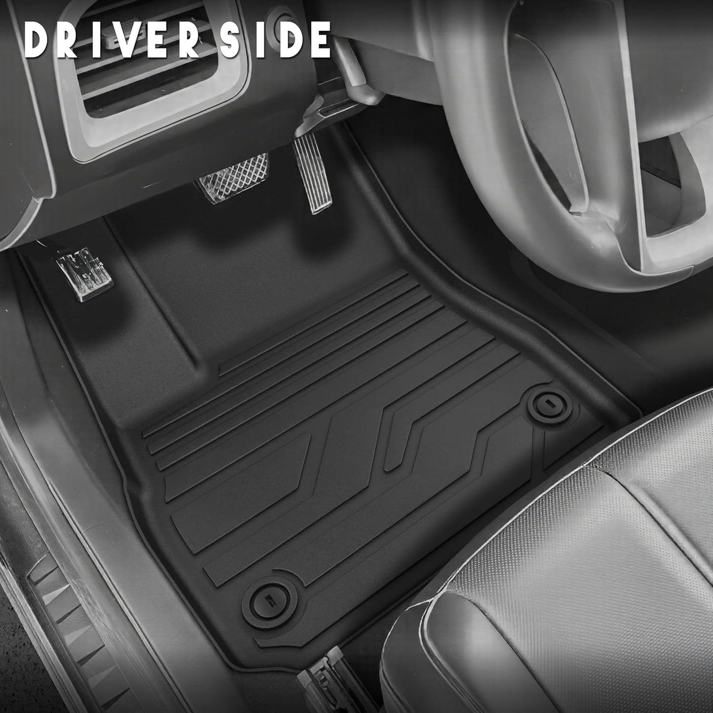 KARPAL Floor Mats for 2007-2013 Chevy Silverado & GMC Sierra 1500 Crew Cab / 2007-2014 2500/3500 HD(Footwell Coverage), All-Weather TPE Custom Fit Floor Liners Car Accessories