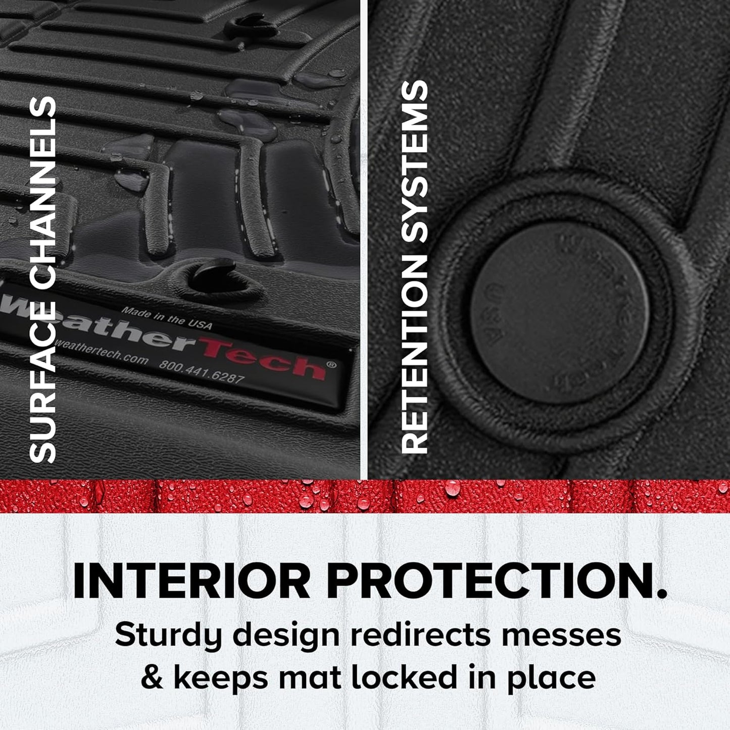 WeatherTech FloorLiners Custom Fit for 2017-2022 Honda CR-V, 2020-2022 CR-V Hybrid - 1st & 2nd Row (441110-1-2), Black