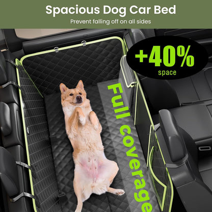 Dog Car Seat Cover for Back Seat, Waterproof Leather Fabric Back Seat Extender for dogs 52.4 * 24.4in, Foldable in The Car, Hard PVC Panels Bottom Support to 330 lbs, for Cars/Mid-Size SUV/Small Truck