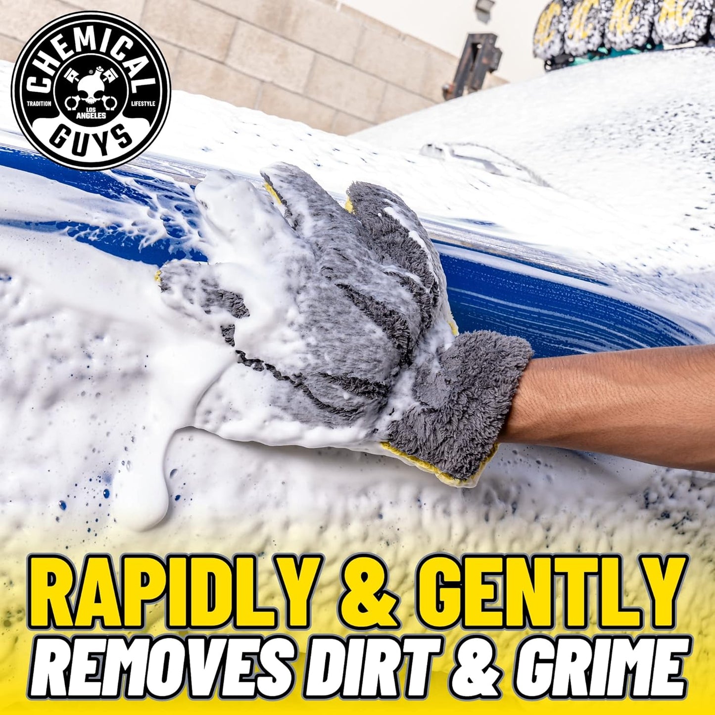 Chemical Guys MIC510 The Stranger Helpful Handy Car Wash Mitt - Yellow, Microfiber Towels for Detailing, Holds Tons of Soapy Suds, Flexible - Perfect for Car Cleaning