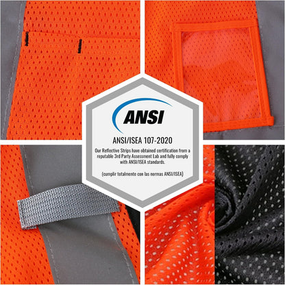 JKSafety Safety Vest for men women Hi Vis Vest with Pockets and Zipper High Visibility Meet ANSI Standard（BX310