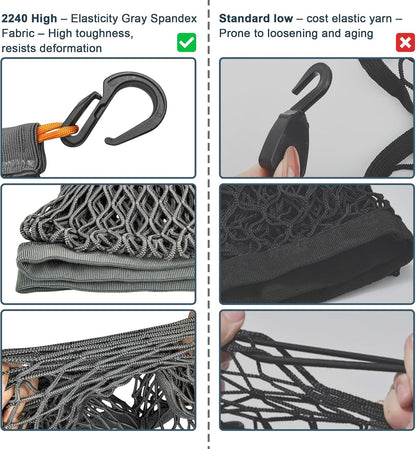 Cargo Net for SUV Trunk, Heavy Duty 3000D Polyester + 2240D Spandex Bungee Net, 31.5"x23.6" Elastic Storage Mesh, Cargo Organizer Net for Car Minivan Jeep Pickup SUV, Gray