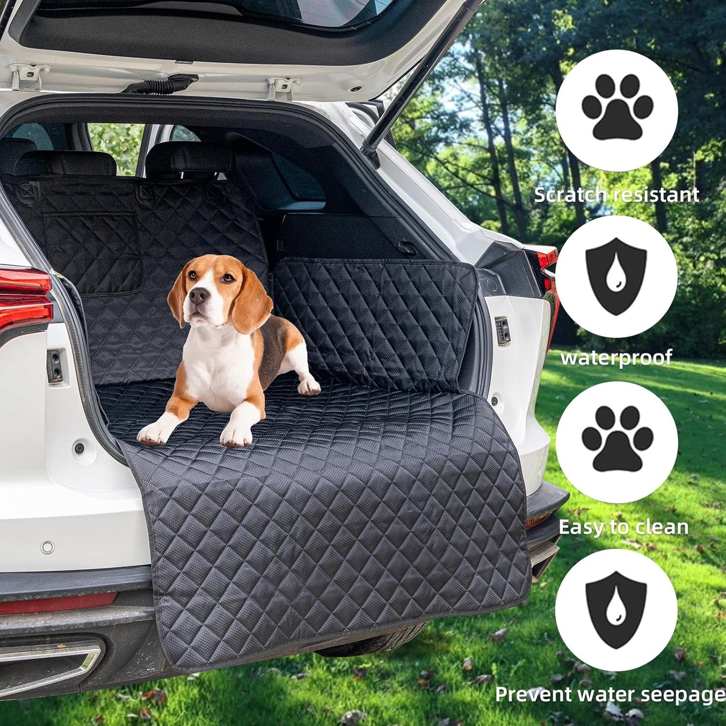 SUV Cargo Liner for Dog Car Seat Cover Waterproof Pet Cargo Cover Nonslip Dog Seat Cover with Bumper Flap Protector for SUV Trunk Sedans Vans（70L”*40W“）