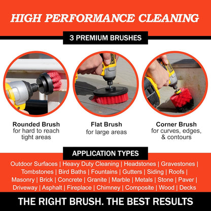 Drillbrush Car Detailing Kit | Drill Brush Set – Soft Bristle Power Scrubber Attachments for Cleaning Car Interior, Upholstery, Carpet, Seats, Wheels, Rims, Dash, Console, and Trim - Nylon Scrub Brush