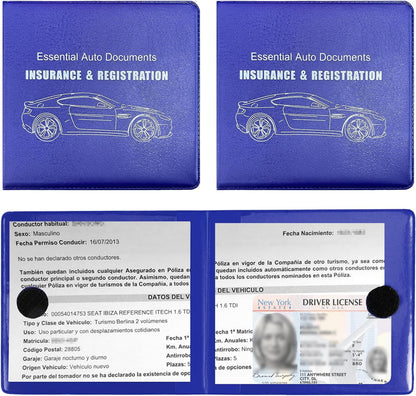 Ziciner Car Registration Insurance Holder, 2Pack Essential Auto Card Document Glove Box Organizer with Touch Fastener, Vehicle Interior Accessories Perfect for Most Car, Truck, SUV (Red/Small Car)
