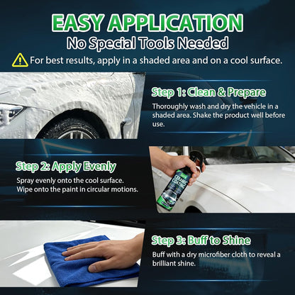 Ceramic Spray Coating 6.8oz – Hydrophobic Car Paint Sealant – Spray on & Wipe off – No White Residue – Safe on Paint Glass Trim Wheels – Includes Microfiber Towel