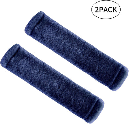 Amooca Soft Faux Fur Universal Fit Seatbelt Cover Car Truck SUV Airplane Seat Belt Shoulder Pad for Carmera Backpack Straps Neck Cushion Protector 2 Pack 10.5in Dark Gray