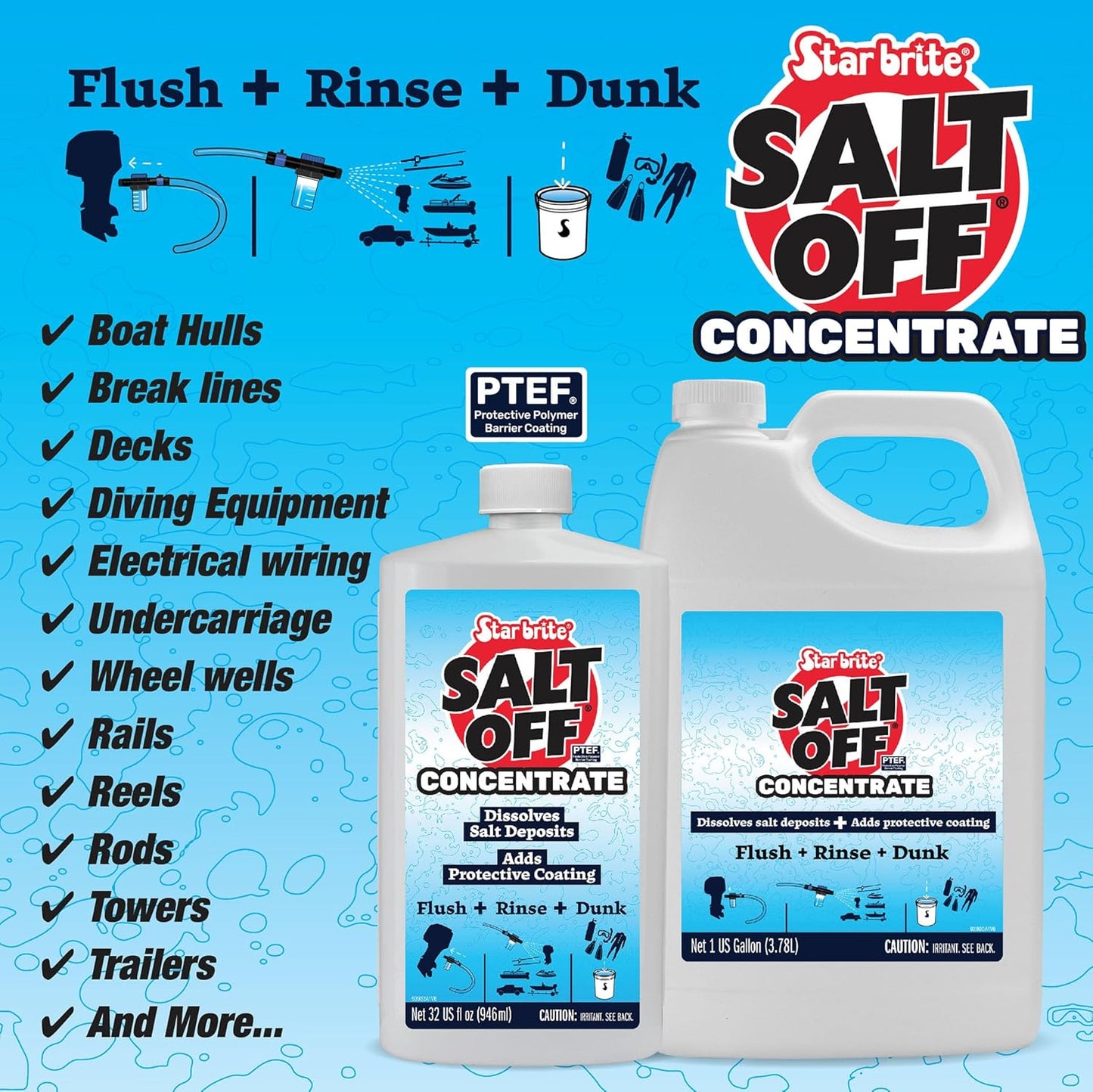 STAR BRITE Salt Off Concentrate - Ultimate Salt Remover Wash & Marine Engine Flush for Boats, Vehicles, Trailers, and More - 128 OZ Gallon (093900N)