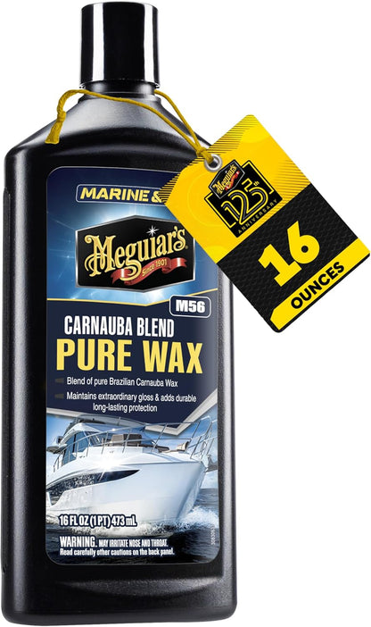 Meguiar’s Marine/Rv Pure Wax Carnauba Blend, Boat Wax/Marine Wax, Boat Polish That Delivers Long-Lasting Protection; Use On Gel Coat, Fiberglass And Painted Finishes On Boats And Rvs - 16 Oz Bottle