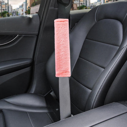 Amooca Soft Faux Fur Universal Fit Seatbelt Cover Car Truck SUV Airplane Seat Belt Shoulder Pad for Carmera Backpack Straps Neck Cushion Protector 2 Pack 10.5in Dark Gray