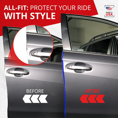 All-Fit Automotive Car Door Edge Protector – Universal DIY Edge Trim to Prevent Scratches & Dings – Flexible Adhesive Molding Trim for Cars, Trucks & SUVs (10 Ft - Black)