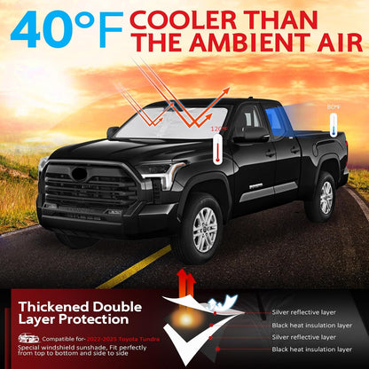 KAYZT Windshield Sun Shade for 2019-2025 2026 Chevy Silverado 1500 /GMC Sierra 1500 2500HD 3500HD Foldable Sunshade Front Window Custom Fit Car Accessories - Colors A
