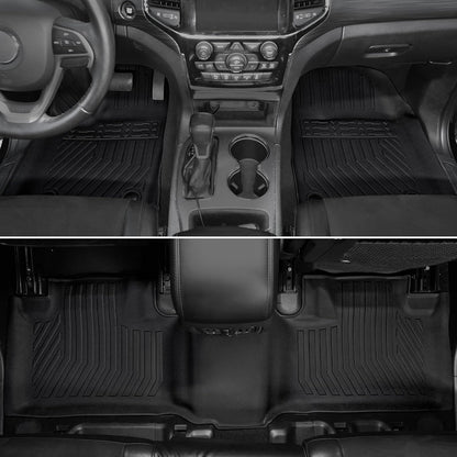 Floor Mats for Jeep Cherokee 2019-2023, All Weather Floor Mats Trunk Cargo Liner with Backrest Protectors and Door Sill Guards Accessories, Full Coverage Set