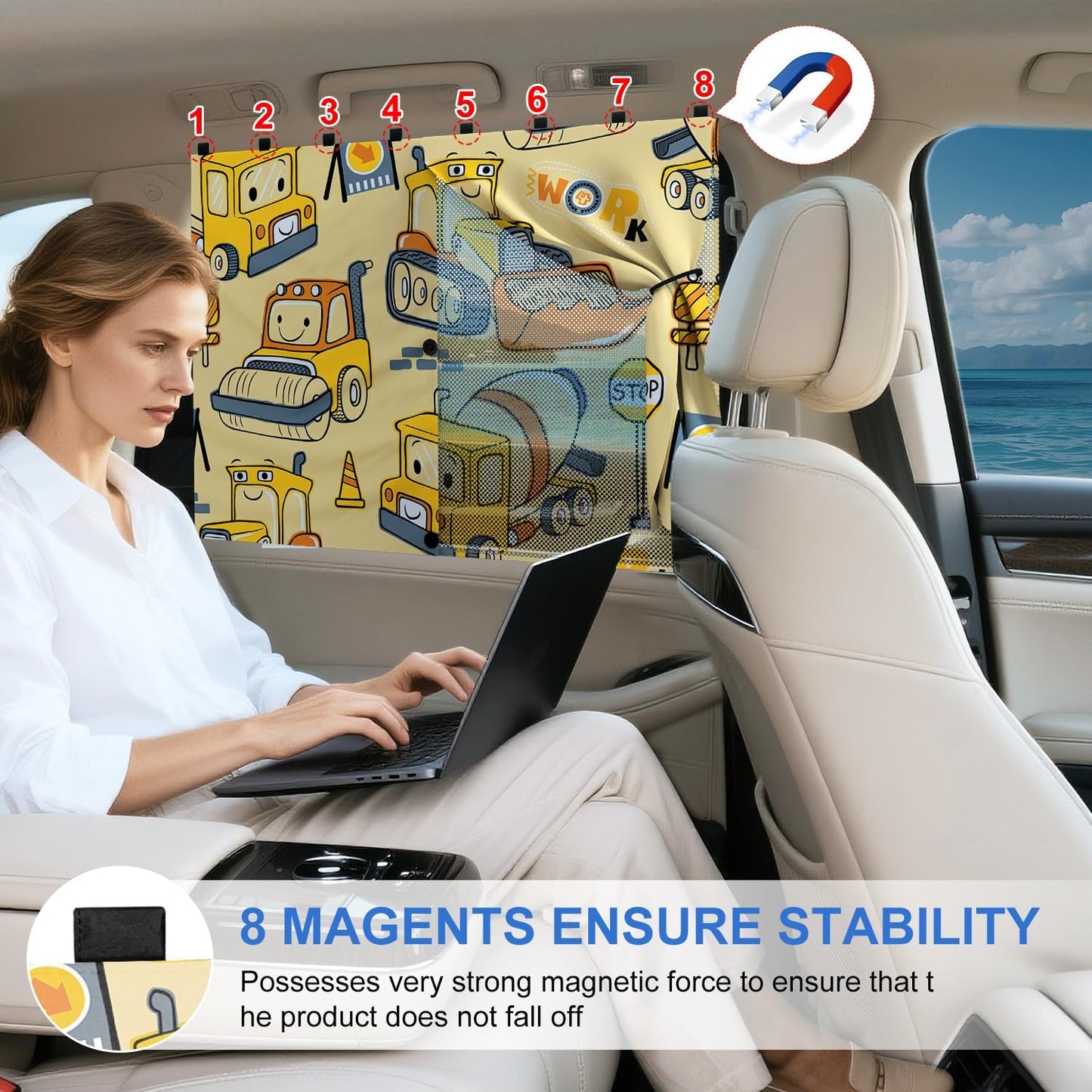 Car Window Shades, [Upgraded] 8 Strong Magnets Magnetic Side Window Sun Shade [2 Pack] - Dual Layer UV Ray Protection Car Sunshade for Baby, Kids & Pets - Universal Fit for SUV, Sedan & Trucks