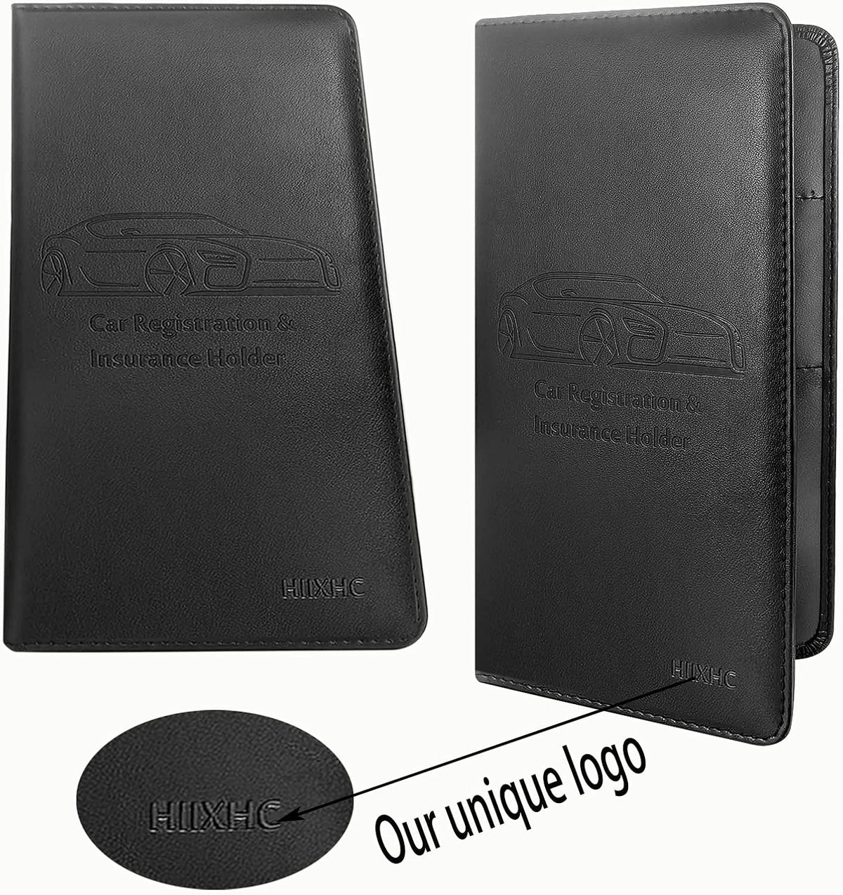 Car Registration and Insurance Card Holder - Leather Vehicle Glove Box Automobile Documents Paperwork Wallet Case Organizer for ID, Driver's License, Key, Cards - Car Accessories for Women&Men