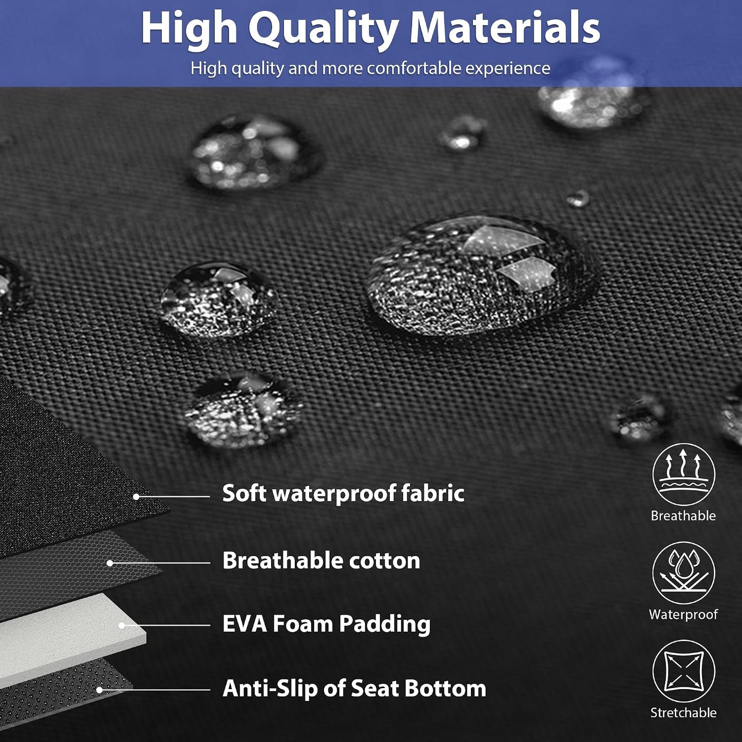 CAR PASS Waterproof Car Seat Covers Front Seats Only with 5mm Composite EVA, Neoprene Car Seat Cover with Separate Headrest Cover, Quick Setup Universal Fit for Car SUV Trucks,Airbag Compatible（Gray