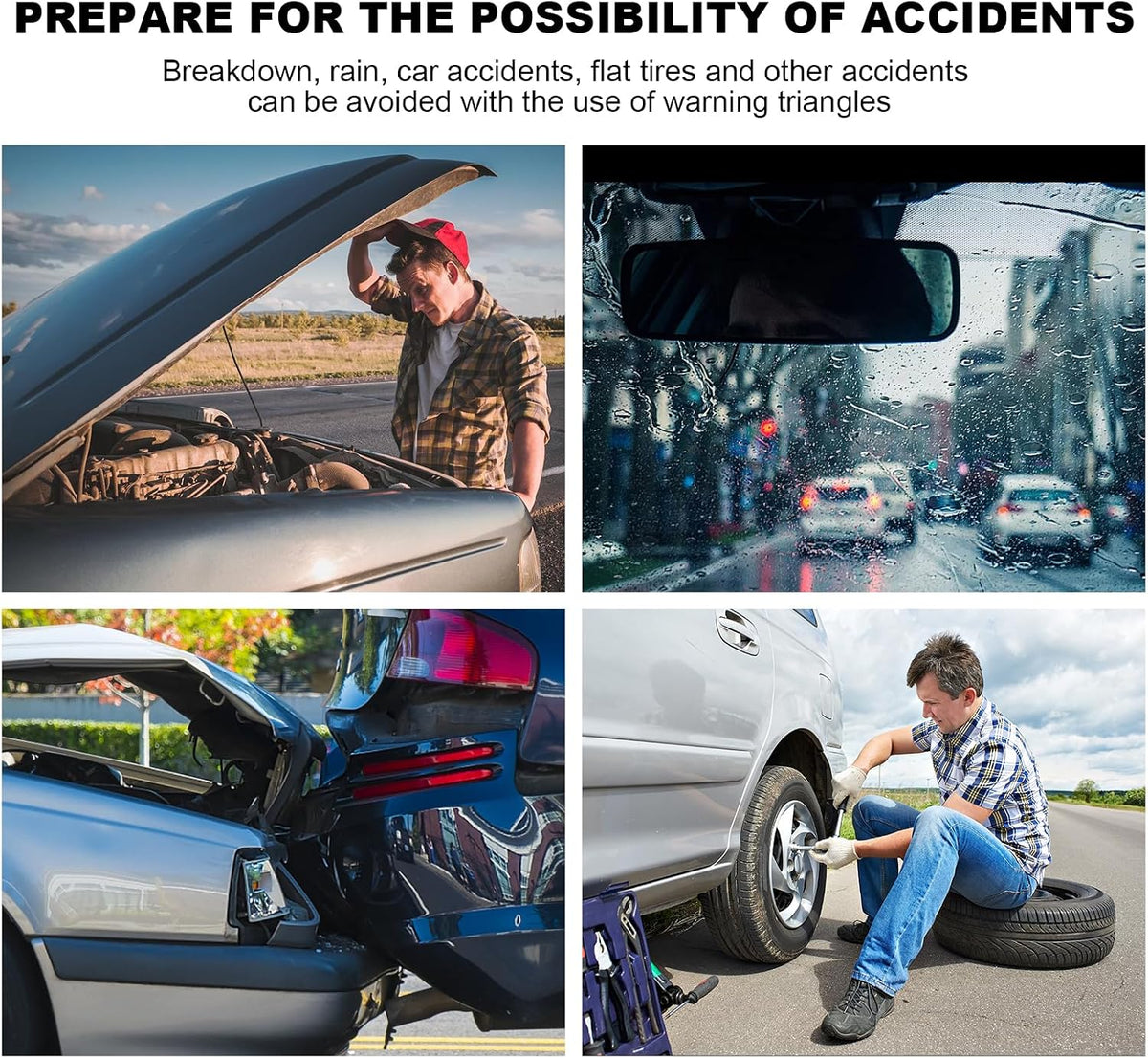 Reflective Warning Triangle, Foldable Emergency Warning Frame Triangle with Storage Case, Roadside Hazard Sign Safety Reflector for Auto Breakdown, Car Accessories