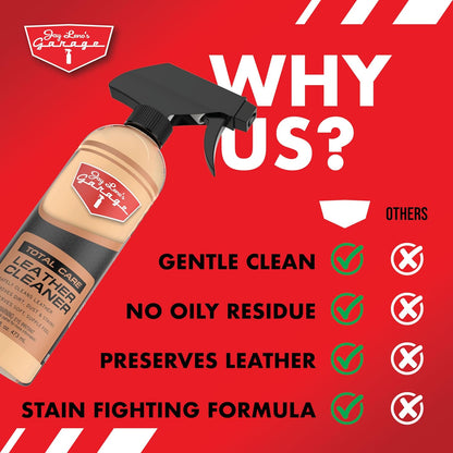 Jay Leno's Garage Leather Cleaner and Conditioner for Car Interior – Advanced Car Seat Leather Cleaner and Conditioner, Auto Leather Care Kit for Interior Detailing and Upholstery Cleaning