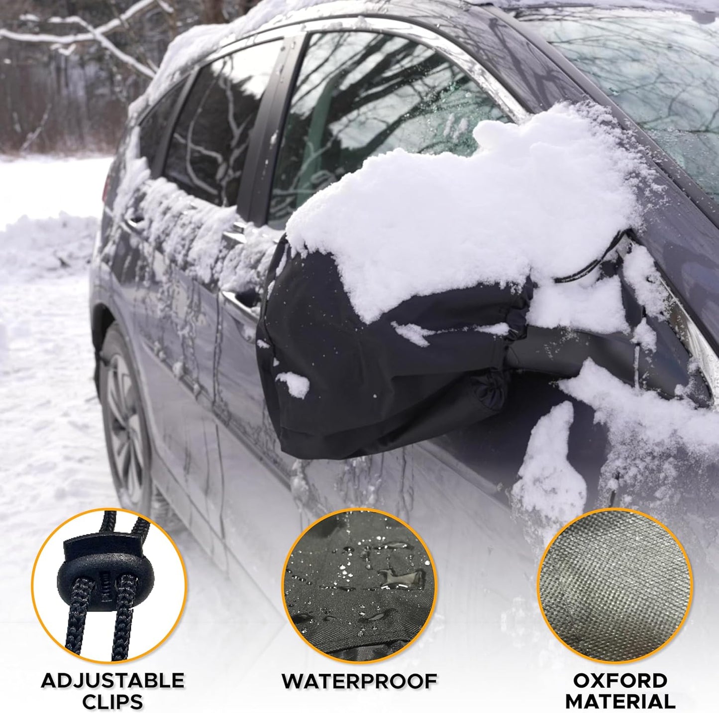 EcoNour Windshield Cover for Ice and Snow - Universal Fit for Car, SUV, Truck, Heavy Duty 600D Oxford Fabric Frost Protector for Ice & Sleet, Includes Anti-Theft Straps, Medium (69"x42")