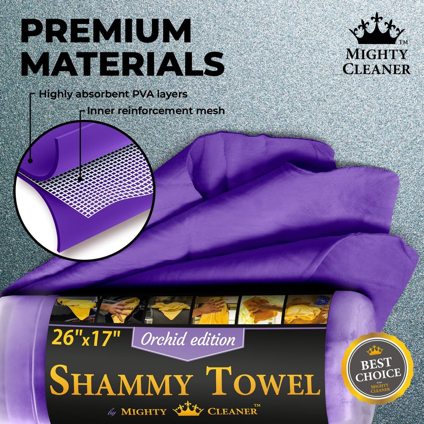 Premium Shammy Cloth for Car Drying - 26”x17” - Super Absorbent Chamois Towel for Car - Scratch-Free, Reusable & Soft