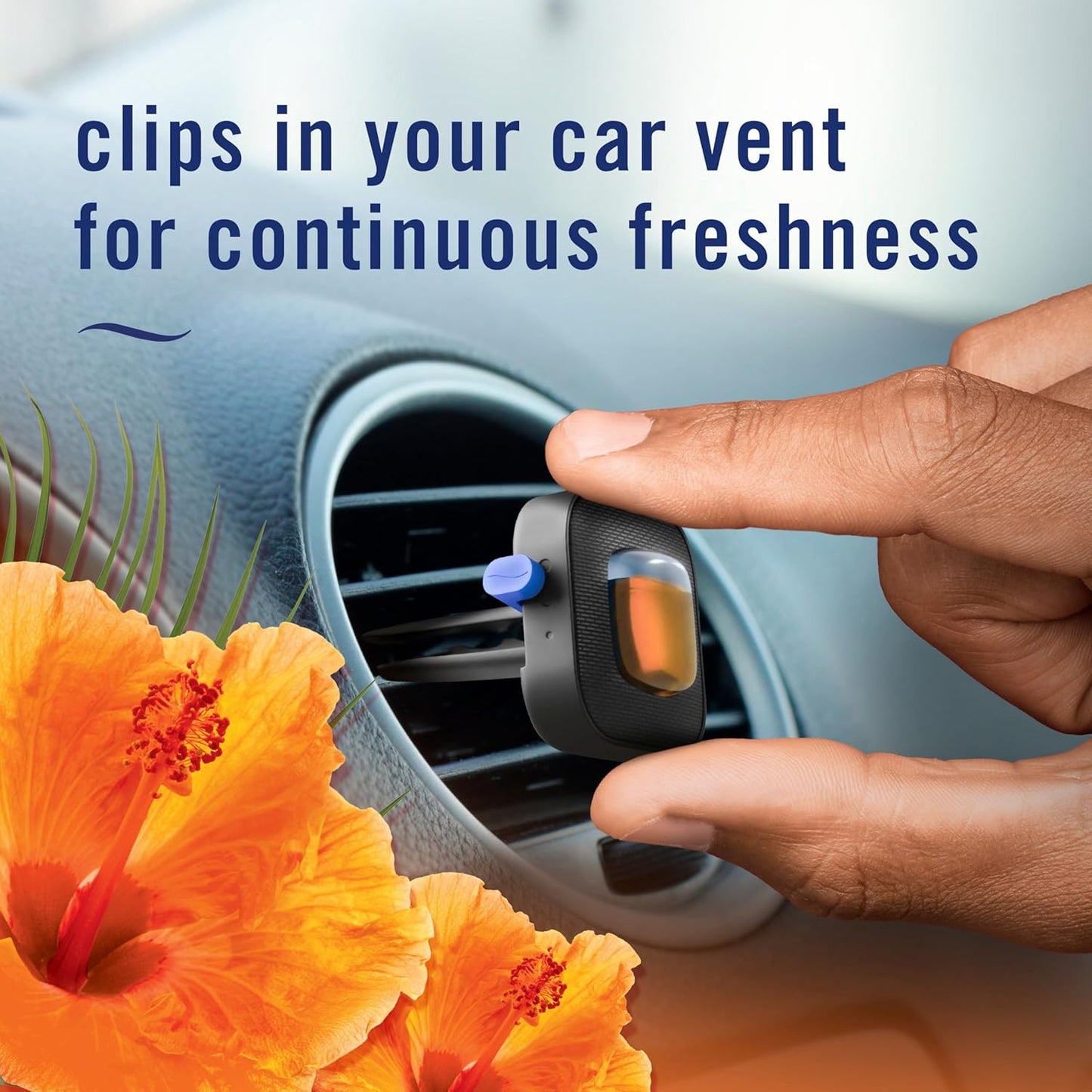 Febreze AUTO Air Freshener, Odor-Fighting Automotive Vent Clip, Scented Car Accessories, Long Lasting for Strong Odors, Tropical Beach Scent, 2 Count