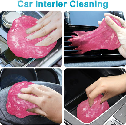 FiveJoy 4Pack Car Cleaning Gel, Car Gel for Cleaning for Interior, Reusable & Durable Detailing Tools, Dust Cleaner Gel for Keyboard Vent Cleaner Pink Slime Goop (640g/22.4oz)