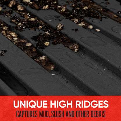Motor Trend FlexTough Advanced Heavy Duty Black Rubber Car Floor Mats & Cargo Liner for SUV & Car Full Set - Universal Trim to Fit All Weather Automotive Floor Mat & Cargo Liners for SUV, Car, & Van