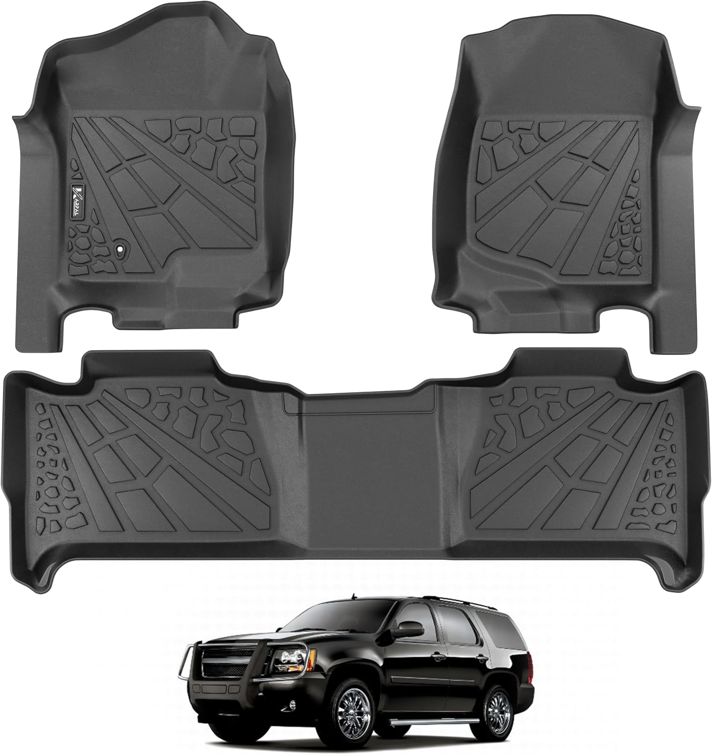 KARPAL Floor Mats for 2007-2013 Chevy Silverado & GMC Sierra 1500 Crew Cab / 2007-2014 2500/3500 HD(Footwell Coverage), All-Weather TPE Custom Fit Floor Liners Car Accessories