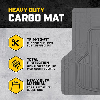 CAT Heavy Duty SUV Black Cargo Liner & Car Trunk Mat - Universal Trimmable All Weather Cargo Mats for Back of SUV - SUV Trunk Mat & Carpet Cover Trunk Liner - Cargo Cover Trunk Cover 53" x 36.25"