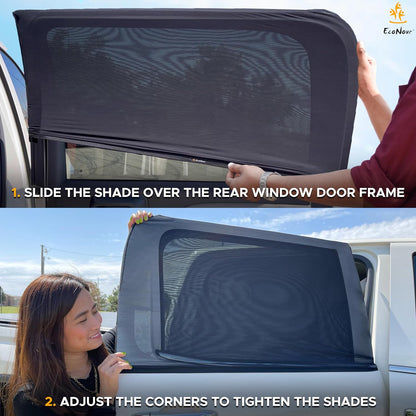 EcoNour Car Window Shades for Side Windows (Pack of 2) | Sun Shade for Car Heat and UV Protection | Adjustable Elastic Fabric Baby Car Shade | Rear Side Window Sun Shade Accessories (Large 21"x36")