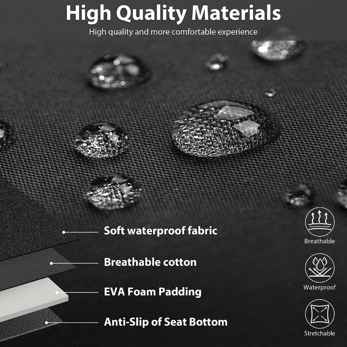 CAR PASS Waterproof Car Seat Covers Front Seats Only with 5mm Composite EVA, Neoprene Car Seat Cover with Separate Headrest Cover, Quick Setup Universal Fit for Car SUV Trucks,Airbag Compatible（Gray