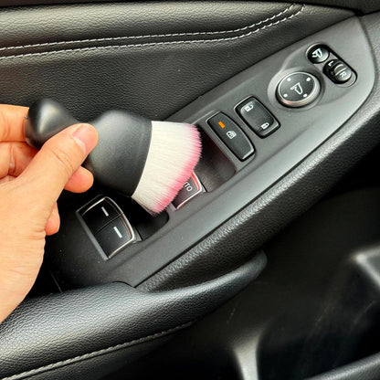 Car Detailing Brush, Soft Bristle Cleaning Brush, Scratch-Free Auto Duster Tool for Dashboard, Air Vents, Leather & Interior Cleaning (Black&Brown)