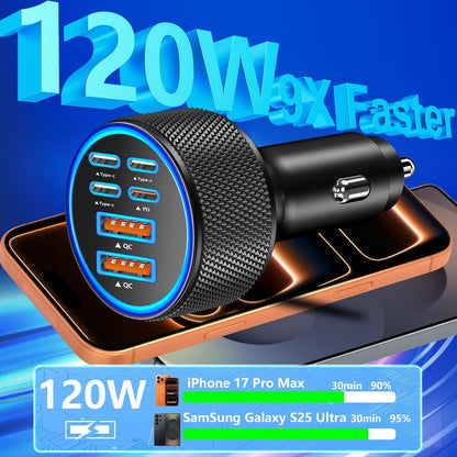 USB C Car Charger, Rombica 2Pack 3-Port 67W Dual PD USB-C&USB-A Car Power Cigarette Lighter USB Charger 3 in 1 PD/QC Type C Fast Car Charge for iPhone 17 17 Pro Max 16 15 14 13 12/Galaxy S26 S25/Pixel