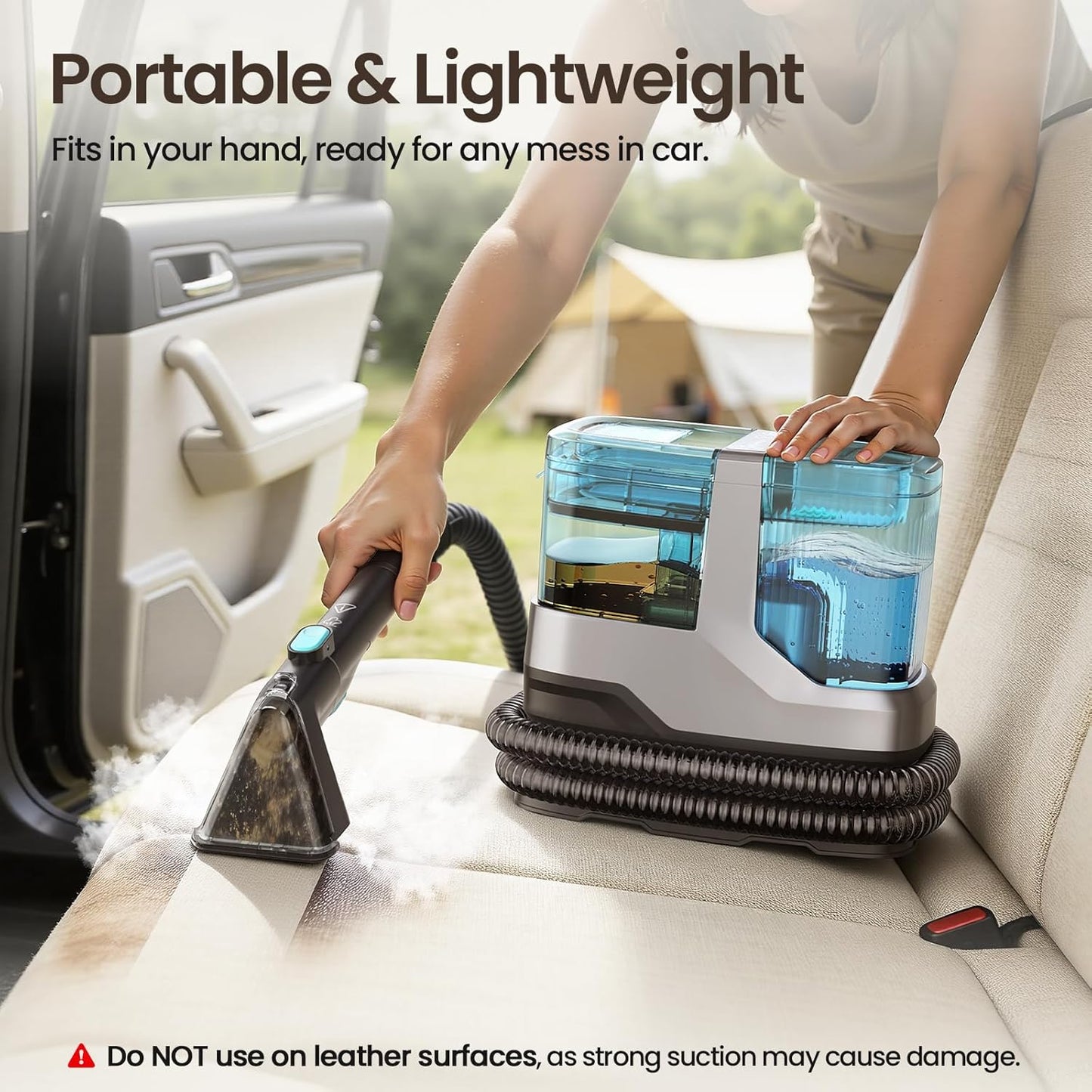 Portable Steam Carpet Cleaner, 203°F High Temp Steam & 18Kpa Suction, Deep Stain Removal & Sanitization, Spot Cleaner for Pets, Kids, Home Upholstery, Sofa, Stairs & Car Detailing