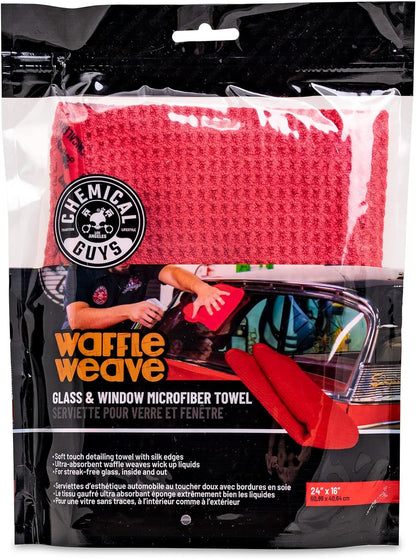 Chemical Guys Waffle Weave Gray Matter Microfiber Drying Towel - 25" x 36", Premium Blend Microfiber Towel with Soft-Banded Edging for Scratch-Free Car Drying, Ultra Absorbent